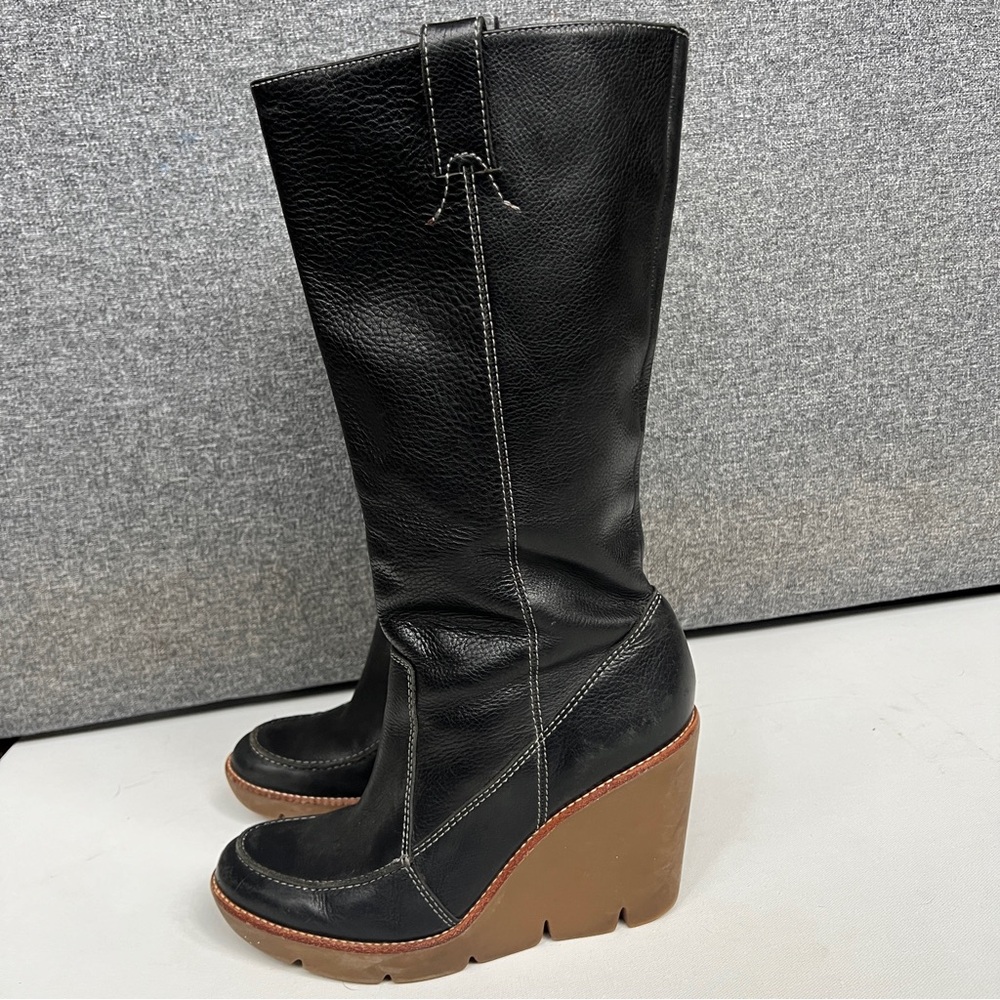 KORS Michael Kors Dipper black leather wedge boots